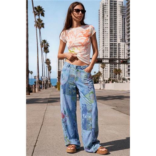 Desigual, pantaloni jeans regular in lyocell, donna, lyocell, blu, 34
