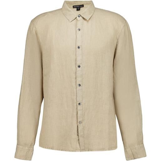 James Perse camicia a maniche lunghe in lino - toni neutri