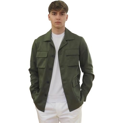 Sahariana uomo verde in lino