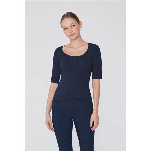 Tezenis maglia manica corta scollo madonna in cotone organico donna blu