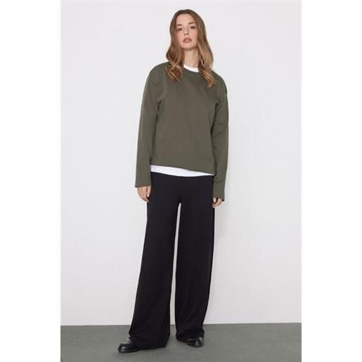 Tezenis maglia maniche lunghe girocollo 100% cotone pesantezza media donna verde