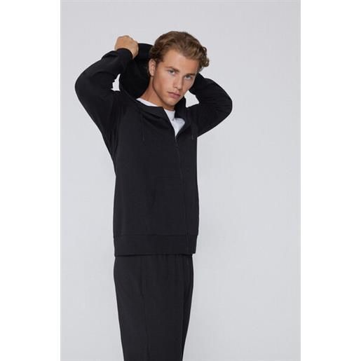 Tezenis felpa manica lunga zip e cappuccio uomo nero