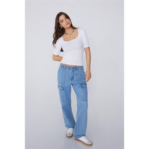 Tezenis maglia mezze maniche scollo quadrato cotone costine donna bianco