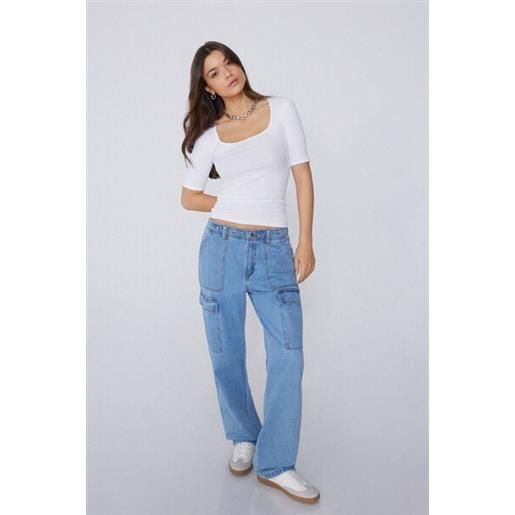 Tezenis maglia mezze maniche scollo quadrato cotone costine donna bianco