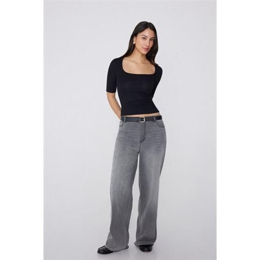 Tezenis maglia mezze maniche scollo quadrato cotone costine donna nero