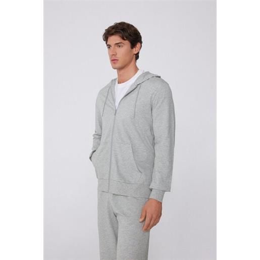 Tezenis felpa manica lunga zip e cappuccio uomo grigio