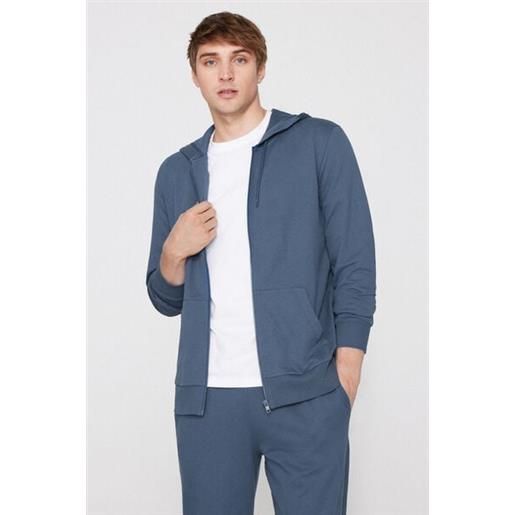 Tezenis felpa manica lunga zip e cappuccio uomo azzurro