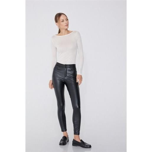 Tezenis pantalone termico con tasche effetto pelle donna nero