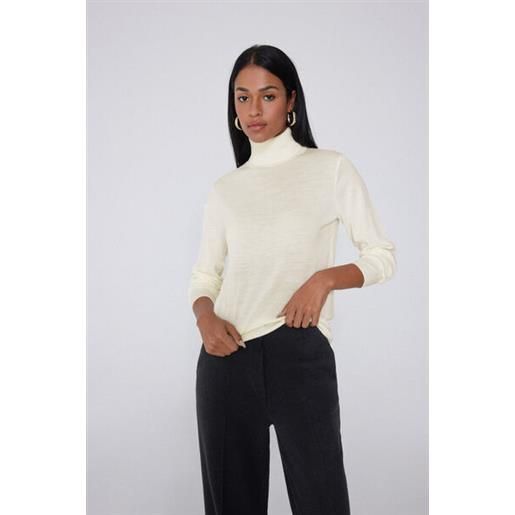 Tezenis maglia pesante collo alto 100% lana merino donna bianco