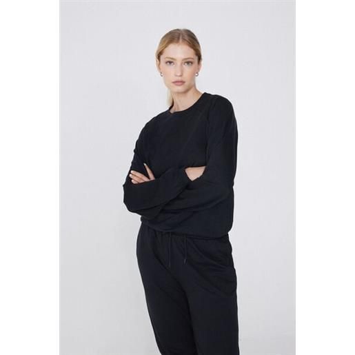 Tezenis maglia manica lunga girocollo con polsini donna nero