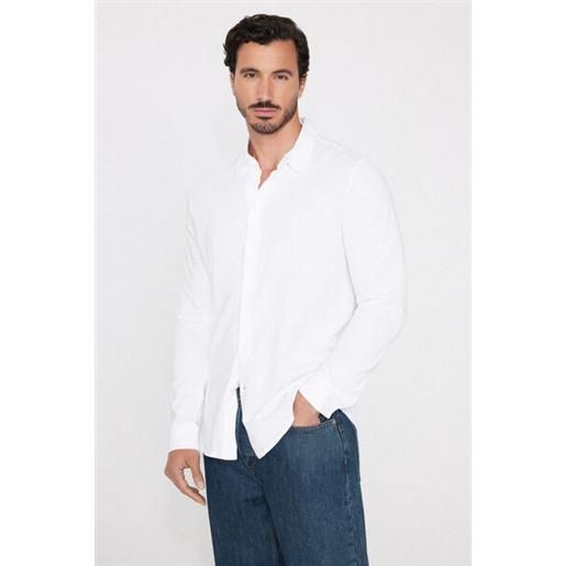 Tezenis camicia maniche lunghe cotone fiammato uomo bianco