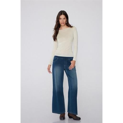 Tezenis maglia manica lunga barchetta lana merino lamè e viscosa donna avorio
