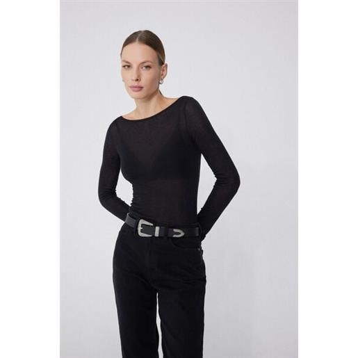 Tezenis maglia leggerissima scollo barchetta con lana merino donna nero