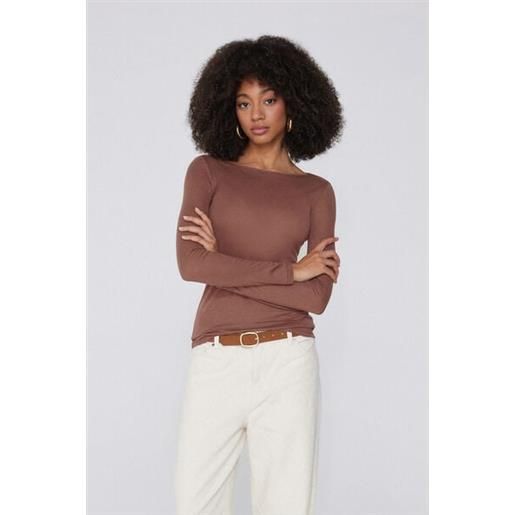 Tezenis maglia leggerissima scollo barchetta con lana merino donna marrone