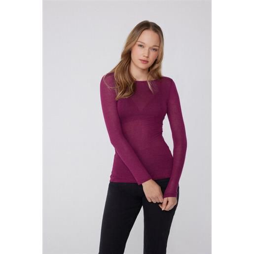 Tezenis maglia leggerissima scollo barchetta con lana merino donna rosso