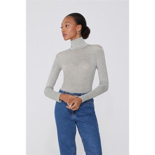 Tezenis maglia leggerissima collo alto con lana merino donna grigio