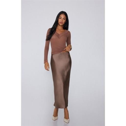 Tezenis maglia leggerissima scollo v pizzo/lana merino donna marrone