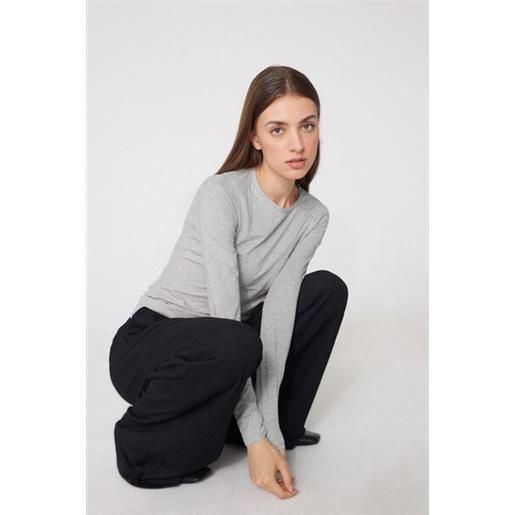 Tezenis maglia manica lunga girocollo cotone organico elasticizzato donna grigio