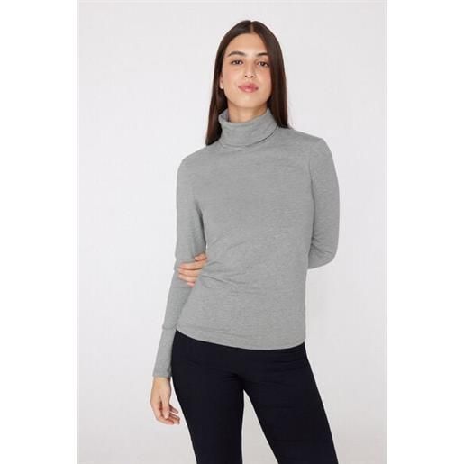 Tezenis maglia collo alto cotone e modal termico donna grigio