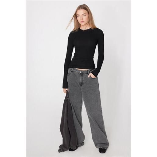Tezenis maglia maniche lunghe costine girocollo donna nero