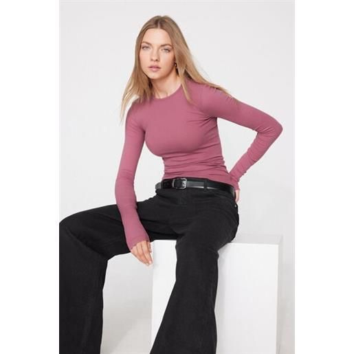 Tezenis maglia maniche lunghe costine girocollo donna rosa
