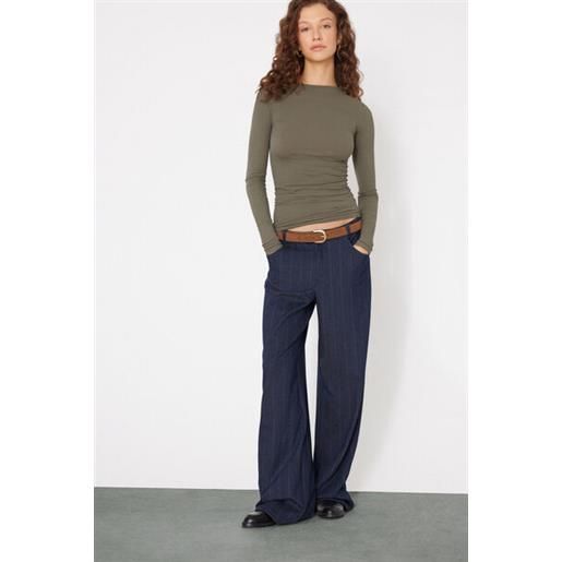 Tezenis maglia maniche lunghe costine girocollo donna verde