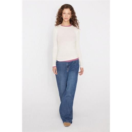 Tezenis maglia maniche lunghe costine girocollo donna bianco