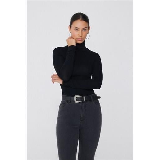 Tezenis maglia collo alto maniche lunghe in viscosa donna nero