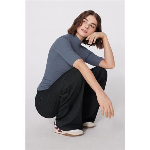 Tezenis maglia maniche 3/4 lupetto cotone a costine donna blu