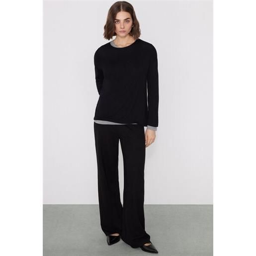 Tezenis maglia manica lunga viscosa over donna nero