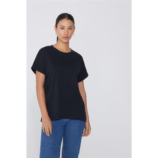 Tezenis t-shirt in cotone con risvolto kimono donna nero