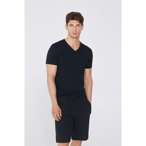 Tezenis t-shirt scollo a v in cotone elasticizzato uomo nero