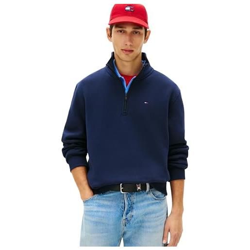 Tommy Jeans felpa da uomo in pile tjm reg 1/4 zip collo alto dm0dm20339 mezza zip, bianco (ecru), s