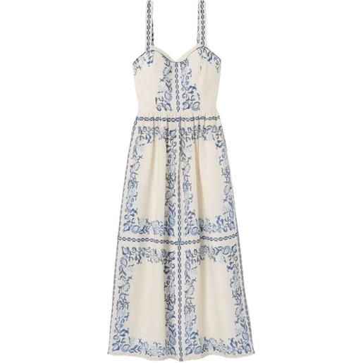 Claudie Pierlot abito midi a fiori - toni neutri