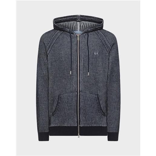 Sun68 maglia sun68 full zip in lana e cashmere blu
