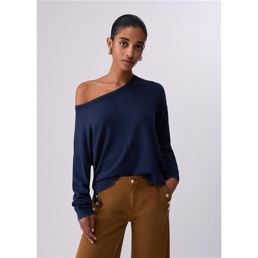 Liu jo maglia in lurex®, blu navy