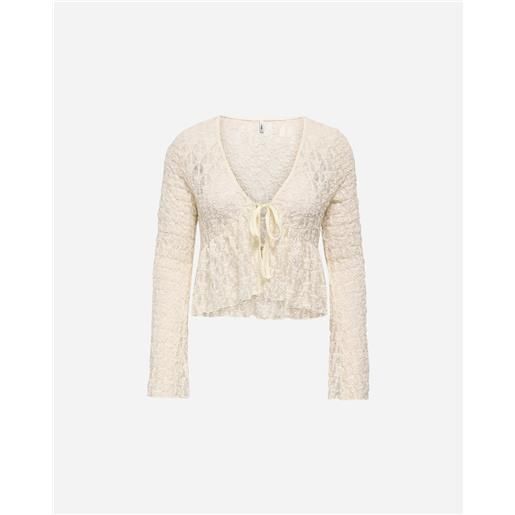 Only laya effetto pizzo w - t-shirt - donna - bianco