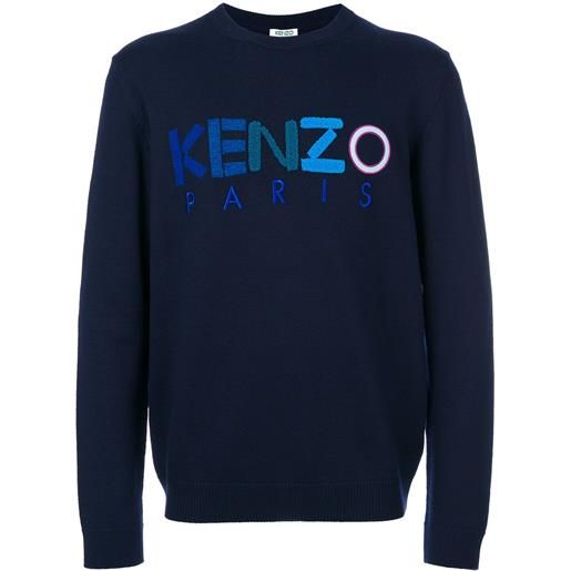 Kenzo felpa con logo ricamato - blu