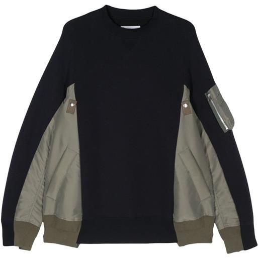 sacai felpa con inserti a contrasto - blu