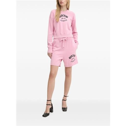 MOSCHINO JEANS shorts con logo ricamato - rosa