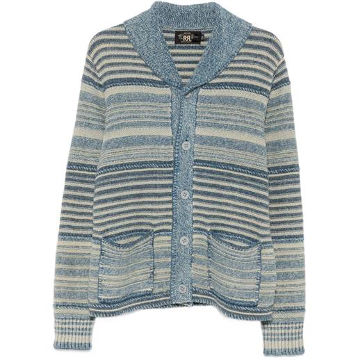 Ralph Lauren RRL cardigan a righe con scollo a scialle - blu