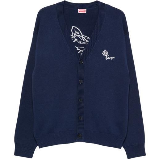 Kenzo cardigan con ricamo floreale - blu