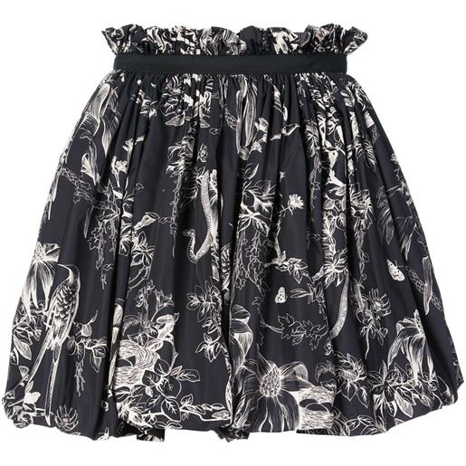 Alexander McQueen bird sketch mini skirt - nero