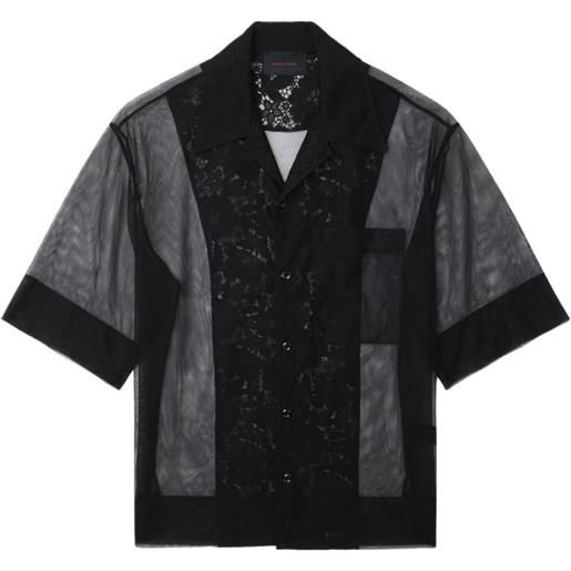 Simone Rocha camicia con inserti in pizzo - nero