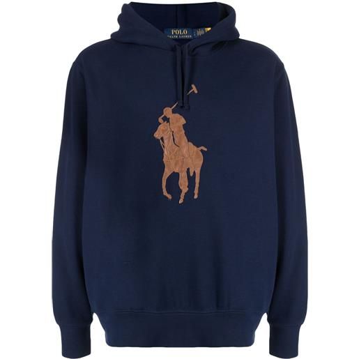 Polo Ralph Lauren felpa polo pony con cappuccio - blu