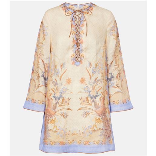 Zimmermann tunica indra in lino con stampa floreale
