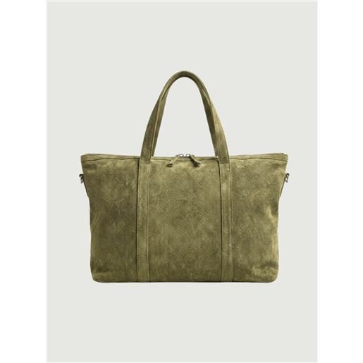 JACK LEATHER borsone juan in camoscio verde muschio
