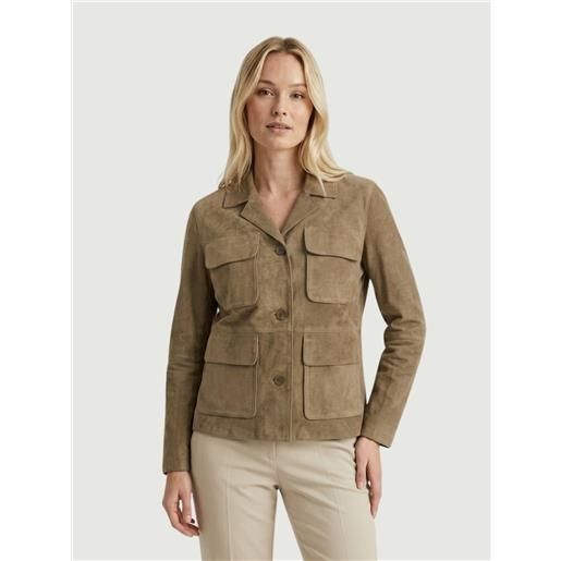 JACK LEATHER giacca boracay in pelle scamosciata safari