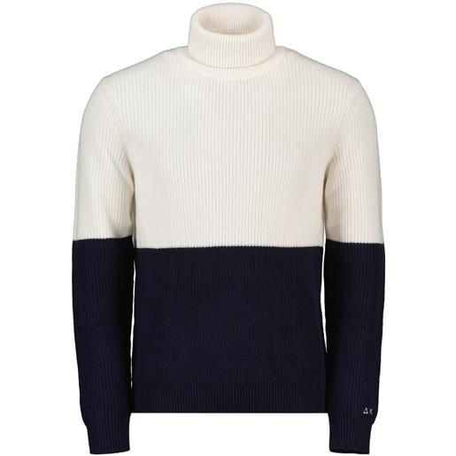 SUN 68 maglione dolcevita lana e cotone colorblock