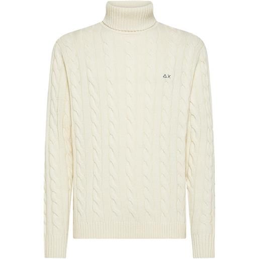 SUN 68 maglione dolcevita lana cachemire treccia